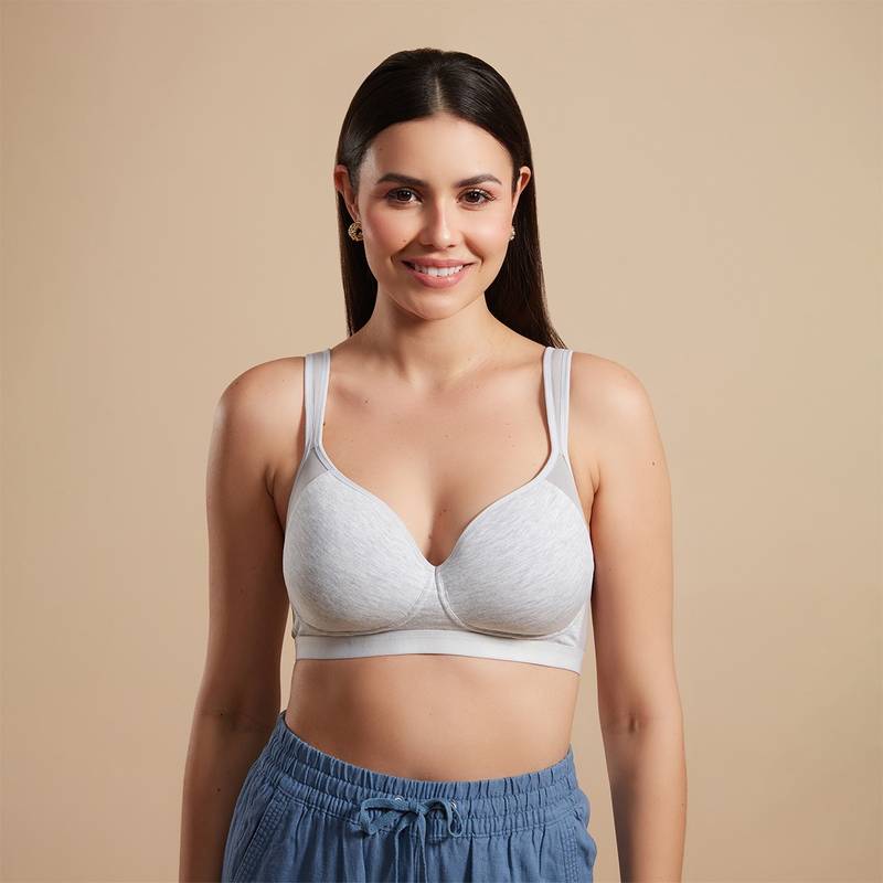 Nykd by Nykaa Breathe Cotton Lift Bra - NYB227 Grey Melange (34C)